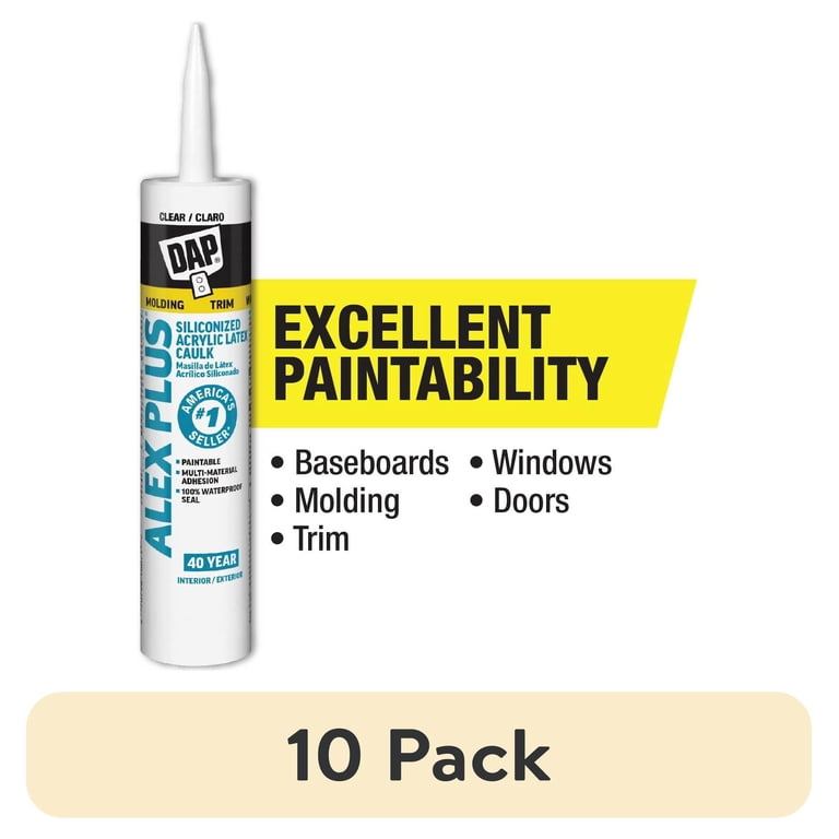 DAP Alex Plus 10.1 oz Clear Acrylic Latex Caulk, 10-Pack photo 1