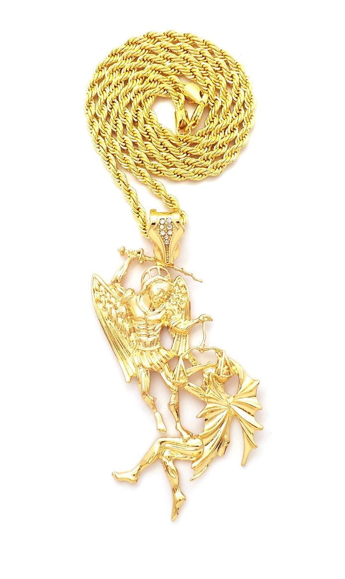 st michael the archangel pendant gold