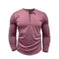 thumbnail image 5 of biudgviw Men's Henley Shirts Rolled Up Long Sleeve Soft Basic Tees Classic Casual Slim Fitted Button T-Shirt Fashion Clothing, 5 of 7