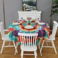 thumbnail image 2 of Colorful Tie Dye Pattern Round Tablecloth 60"x60",Wrinkle Wipeable Table Cloth for Kitchen Dining Room Picnic Patio Party, 2 of 6