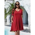 thumbnail image 3 of Vestido BELAROI, camiseta de verano de talla grande para mujer, cuello en V, 5X, 3 of 6