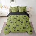 thumbnail image 3 of Manfei Funny Kitten Full Size Bedding Sets, Kawaii Dog Paw Print Full Size Bed in a Bag, Olive Green, Black Reversible, 7 Pieces, 3 of 6