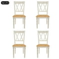 thumbnail image 2 of Dining Chairs Set of 4, Farmhouse Style Wooden Dining Chairs with X-Back Breakfast Nook Dining Chairs with Drop Leaf Surface, Leisure Counter Bar Stools for Living Room Kitchen, Natural+White, 2 of 7
