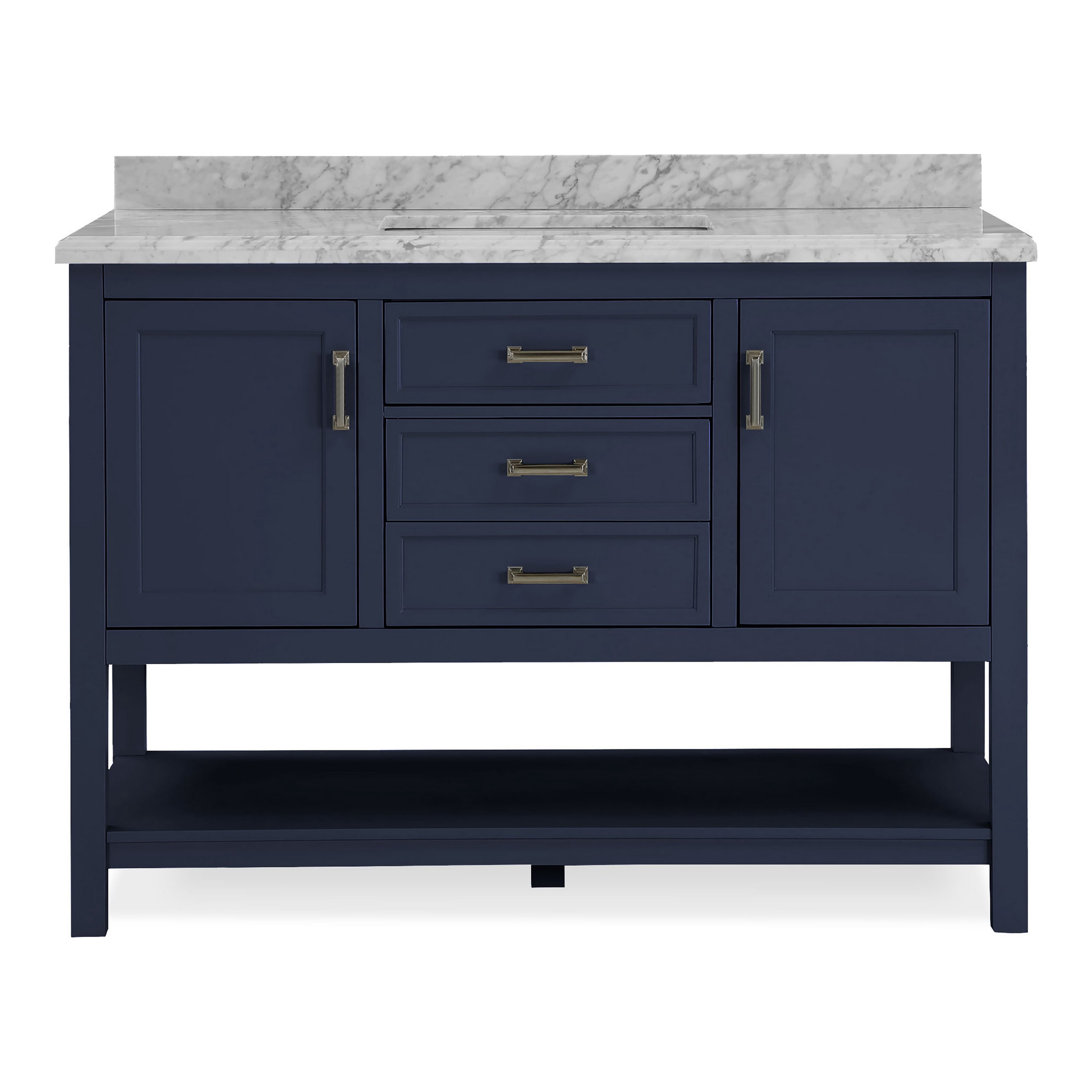 Furniture of America Freya 49" Blue Single Bathroom Vanity with White Marble Top and Undermount Sink