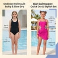 thumbnail image 3 of Kuleyang Girls Swimsuit One-Piece Swimwear Adjustable Straps Cut Out Bathing Suit with Cover Up Skirt Swimsuit for Girls, 3 of 8