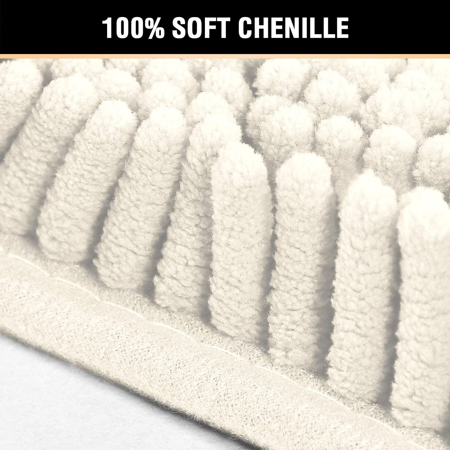 Bath Mat Bathroom Rug Bath Rugs for Bathroom Non Slip Bath Mats Extra Thick Chenille Rug 17" x 24" Absorbent Soft Shaggy Washable Dry Fast Plush Rugs for Bathtubs - Cream