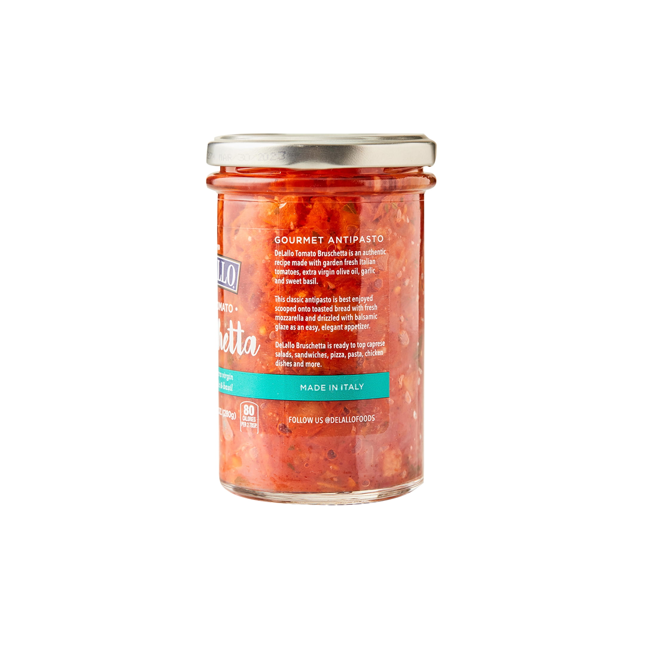 DeLallo Tomato Bruschetta, Made in Italy with Extra Virgin Olive Oil, 9.88 oz Jar