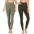 thumbnail image 1 of Women High Waist Fleece Tummy Control Full Length Gusset Leggings (LT Olive/DK Olive, L/XL), 1 of 4