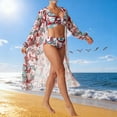 thumbnail image 2 of Levmjia Women's High Waist Swimsuit 3 Piece Set, Long Sleeve Cover Up Bikini Set with Print, Beachwear for Summer Vacation, S - XL Plus Size Swimsuits for Women, 2 of 7