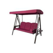 Luckyberry 3-Seat Outdoor Large Canopy Swing Glider, Porch Patio Hammock Lounge Chair, Backyard ,Garden Adjustable Shade, Removable Cushions - Burgundy…