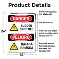 thumbnail image 2 of (2 Pack) Sudden Drop Off With Symbol Bilingual OSHA Danger Sign, 2 of 7