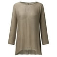thumbnail image 4 of Tshirts For Women Summer Solid Color Crew Neck Long Sleeve Irregular Hem Ladies Tunic Tops Daily-Wear, 4 of 6