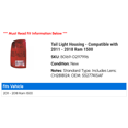 thumbnail image 2 of Tail Light Housing - Compatible with 2011 - 2018 Ram 1500 2012 2013 2014 2015 2016 2017, 2 of 2