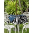 thumbnail image 3 of Outdoor Tablecloths with Umbrella Hole & Zipper, Black Striped Round Tablecloths 60 Inch, Retro Wave Lines Texture Simple Waterproof Table Cloth, Patio/Pool/Picnic Table Covers, 3 of 8