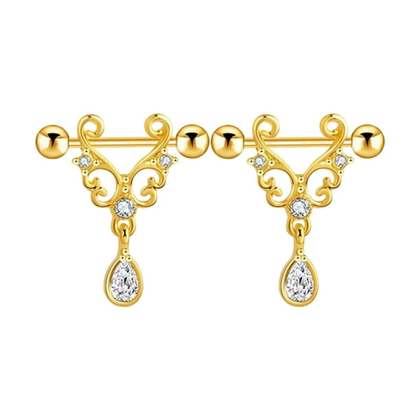 Jewelry Pezón Anillos para mujeres Teen Girls Barbell Fashion Punk Dorado Zulema Anillos de pezón