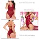 thumbnail image 5 of Pijamas de encaje Cuello en V delgado Forma de U Sin espalda Sin mangas Encantador Body de encaje para mujer Lady Wine Red S, 5 of 6