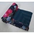 thumbnail image 2 of Indian Queen Size Hand Block Floral Print Quilt Cotton Kantha Quilts Handmade Quilt Kantha Throw Kantha Blanket Bedspread Throw Quilt Cotton Bedspread, 2 of 3