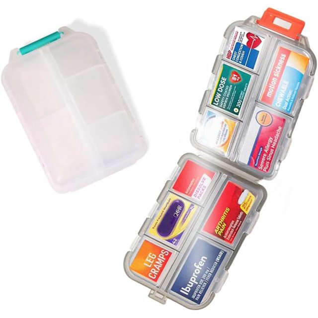 Compact Med Mate with DIY Labels Travel-Friendly Medication Wallet with Pocket-Sized Pill Compartments Pill Case with Lables(White)