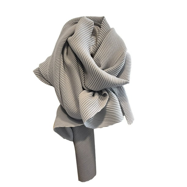 Qarigey Lujosa bufanda plisada de un solo color para mujer, elegante, versátil, suave y cómoda Accesorios de disfraces gris claro