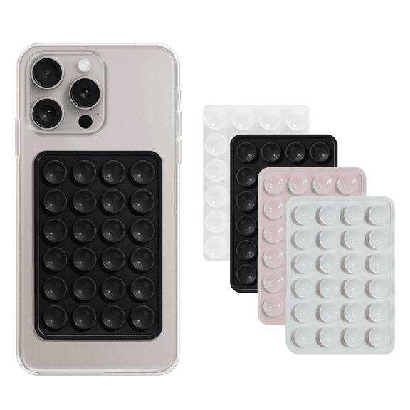 4pcs Silicone Phone Sticky Grip, Suction Phone Case Mount for iPhone and Android, Hands-Free Sticky Cell Phone Grip, Mobile Fidget Mirror Holder for Selfies and Videos