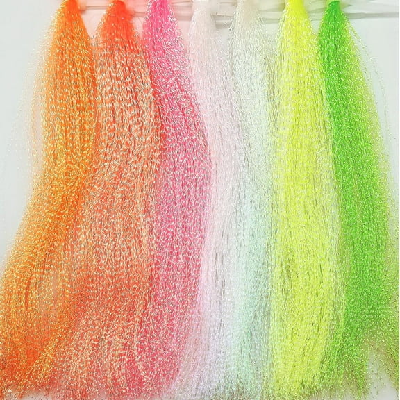 wifreo Fly Tying Material 14 Pack UV Fluorescent Crystal Flashabou/Pearl White/Nylon/Grizzly Crystal Tinsel Flash Saltwater Jig Tying Streamer Nymph