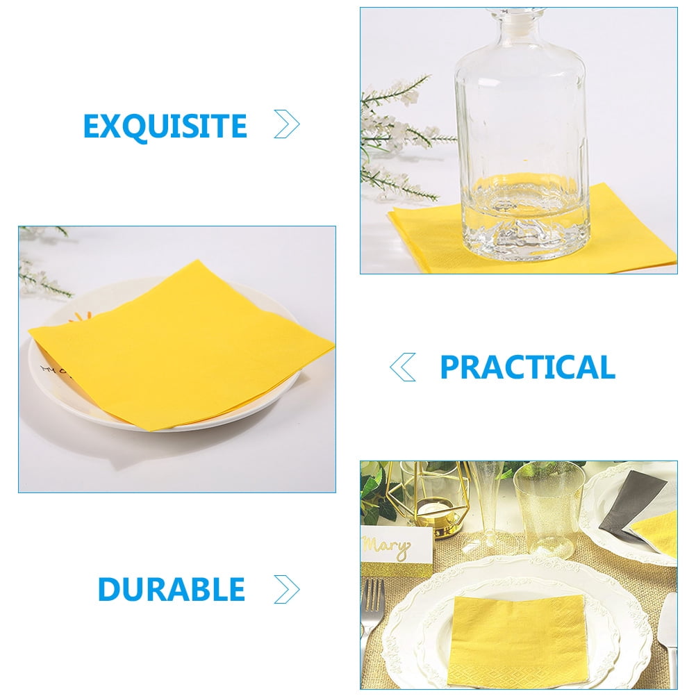 UPKOCH Bright Yellow Design Napkins For Birthday 80Pcs 6.5x6.5in