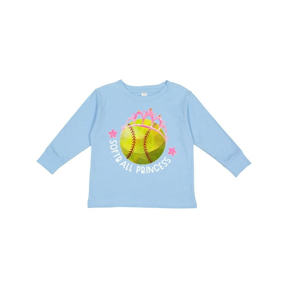 Inktastic Softball Princess- Tiara Girls Long Sleeve Toddler T-Shirt