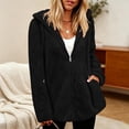 thumbnail image 7 of Scyoekwg Women's Hooded Fleece Zip Up Jacket Long Sleeve Drawstring Sherpa Coat with Side Pockets Soft Warm Loose Fit Fall Winter Outerwear,Size:S-XXL, 7 of 7