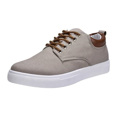 Men Low Top Canvas Casual Leather Shoes for Men Wide Walking Shoes Lace Up Casual Sneaker Shoes for Men Fashion Sneakers Casual Shoes