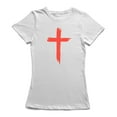 thumbnail image 1 of Jésus T-shirt Blanc pour Femmes Style Peinture Croix Rouge à Taille Moyenne, 1 of 1