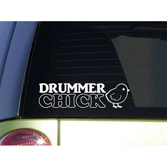 Drummer Chick *J249* 8 inch wide Sticker decal