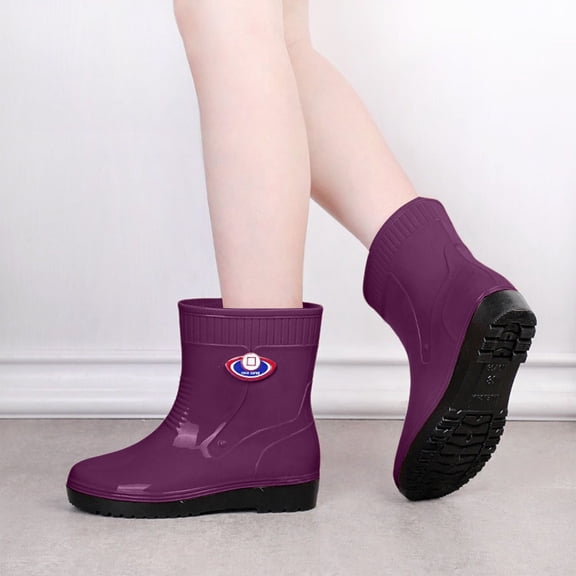 XIMIN Women Mid-calf Rubber Rain Boots Rubber Boots Comfort Lightweight Work Boots Waterproof Resistant Durable Slip Garden Boots for Fishing Farming Gardening