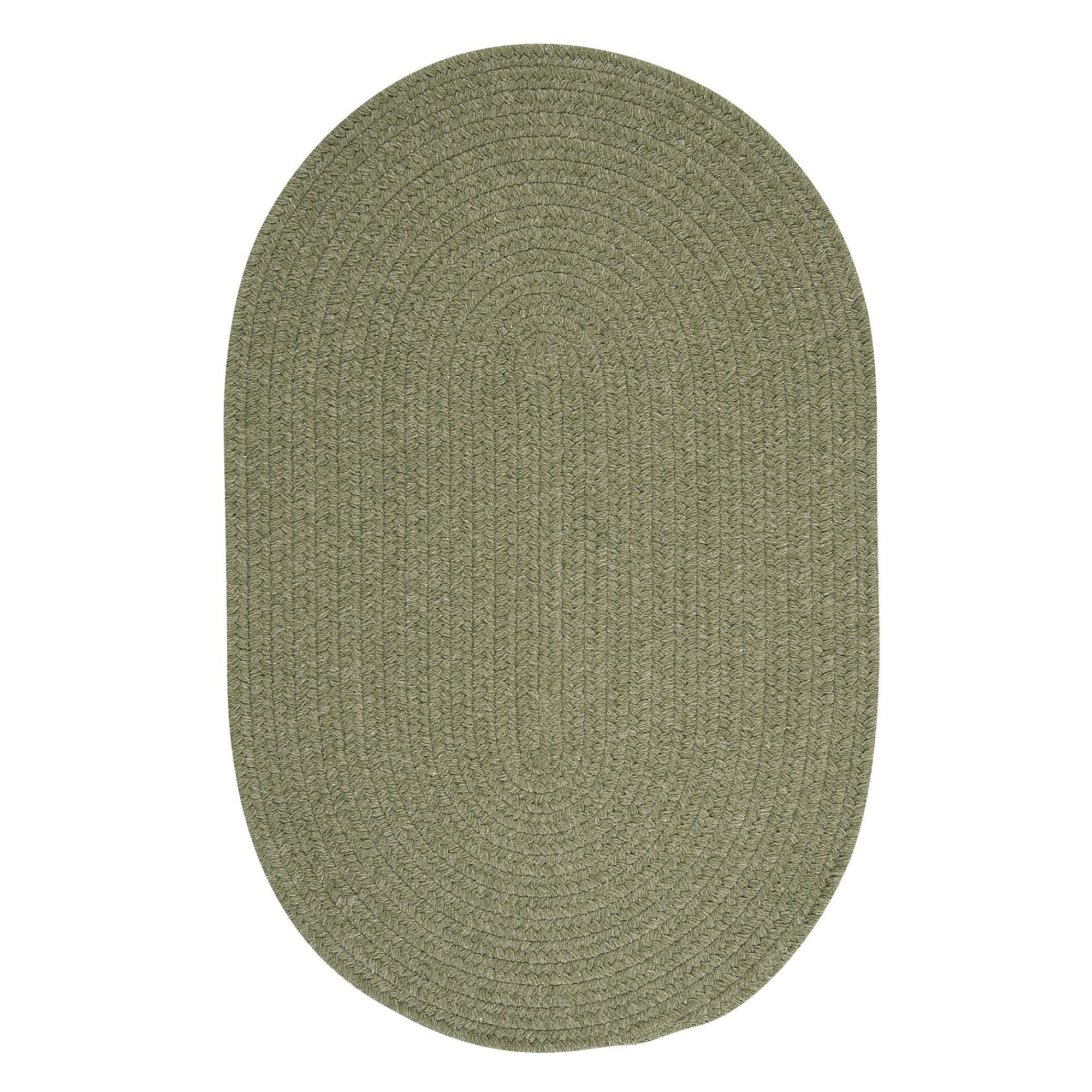 10' x 13' Green Oval Handmade Braided Area Throw Rug
