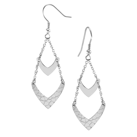 555Jewelry Stainless Steel Linear Chevron Dangle Drop Women Earrings, Chandelier Earrings, Hanging Earrings for Women Dangling Earrings for & Girls, Silver