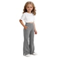thumbnail image 4 of Wide Leg Pants Girls High Waisted Girls Flare Leggings Grey Uniform Pants Cute Pants for Girls 6-15 Years, 4 of 4