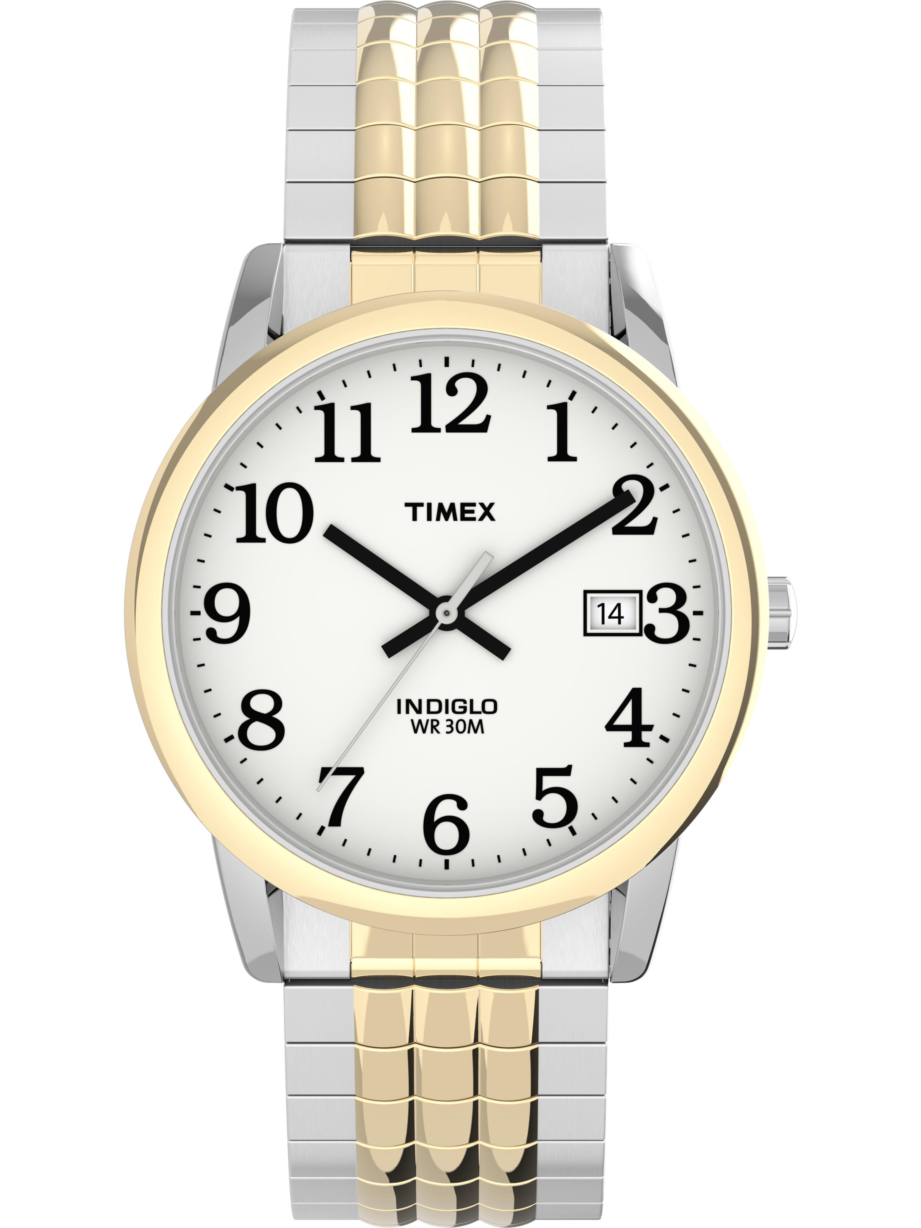 Timex - Timex Men's Easy Reader 35mm Two-Tone/White Watch, Perfect Fit Expansion Band - Walmart
