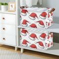 thumbnail image 2 of Yayeee Foldable Storage Basket for Shelves with Handles Waterproof Cloth Bins, Red Santa Hats Pattern, 2 of 7