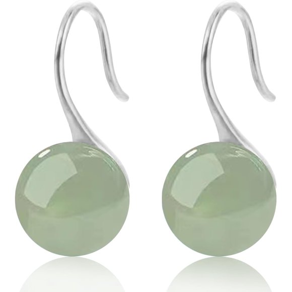 shiyou-Green Earrings for Women Dangling Gold Hoops Earrings Gemstone Teardrop Earring Jade Huggie Hoop Earings Dainty Gold Earring Stack