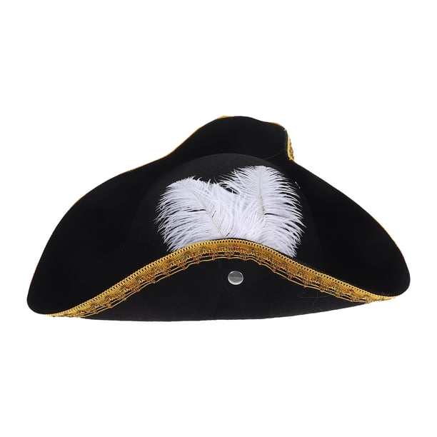 FELTECHELECTR Sombrero pirata con pluma de Halloween para fiestas de cosplay y máscaras, accesorio de disfraz de pirata cómodo y elegante, adorno para gorro de carnaval.