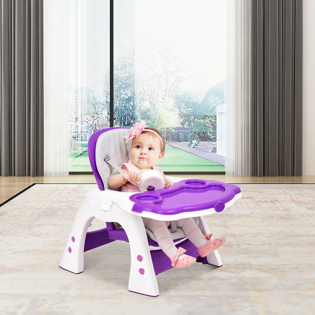 Infans 3 in 1 Baby High Chair Convertible Play Table Seat Booster Feeding Tray