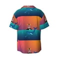 thumbnail image 2 of KLL Lighthouse and Whale Print Men's Shirt Short Sleeve Button Down Summer Cuba Beach Shirts- Small, 2 of 7