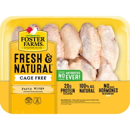Foster Farms Fresh & Natural Cage Free Chicken Party Wings, 1.3-1.7 lb