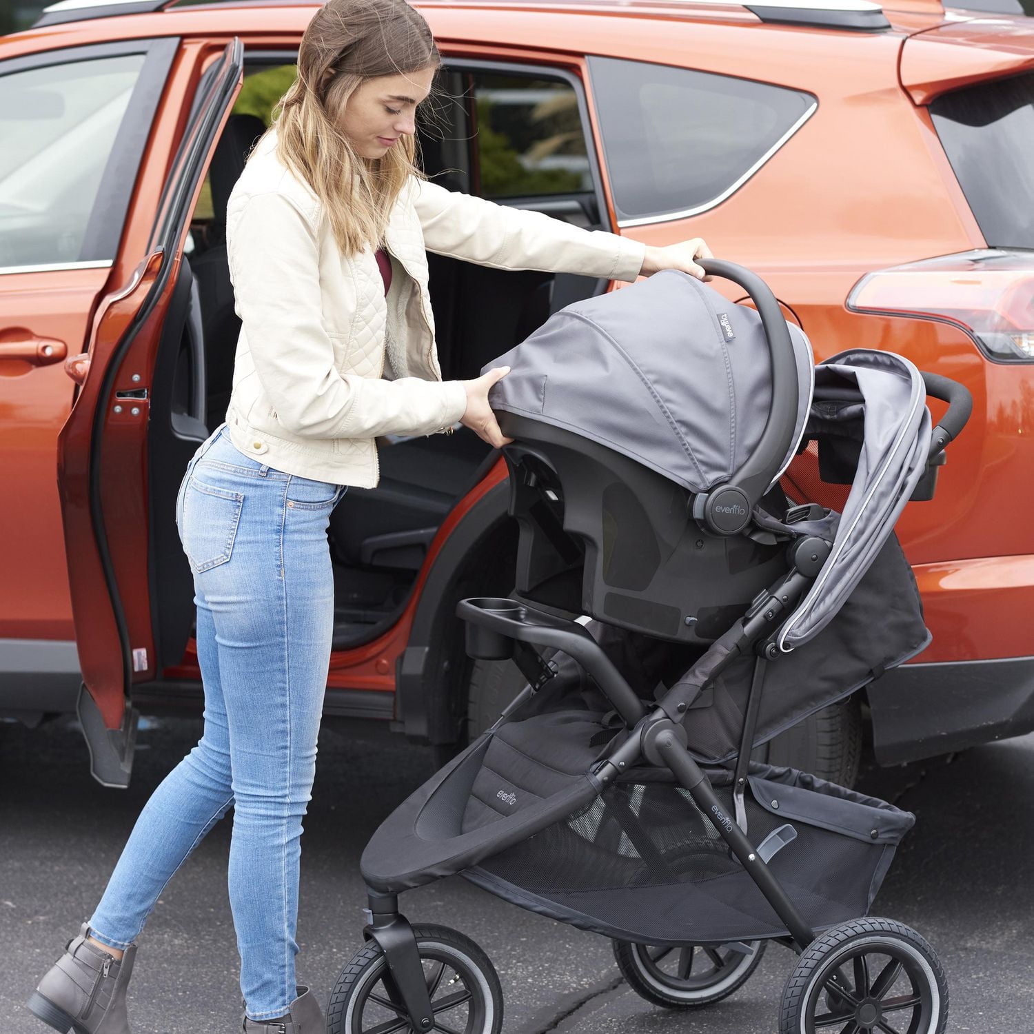 Evenflo Folio3 Stroll & Jog Travel System With LiteMax Infant Car Seat (4-50 lbs)