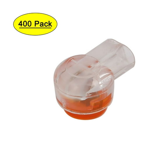 400 Pcs Plastic K1 2 Ports Gel Splice UY Wire Connector Clear Orange