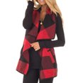 thumbnail image 4 of Sleeveless Cardigan, Polyester Skin Friendly Fashionable Comfortable Printed Pattern Sleeveless Coat  For Women For Party Red,Plaid, 4 of 6