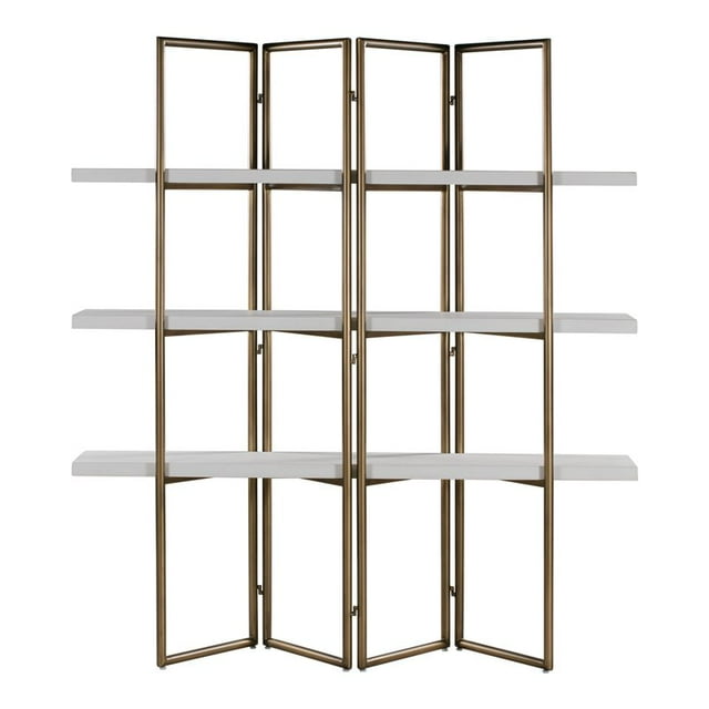 TOV Furniture Bibliothèque en Métal de Transition Kupa 71"H en Laiton/blanc