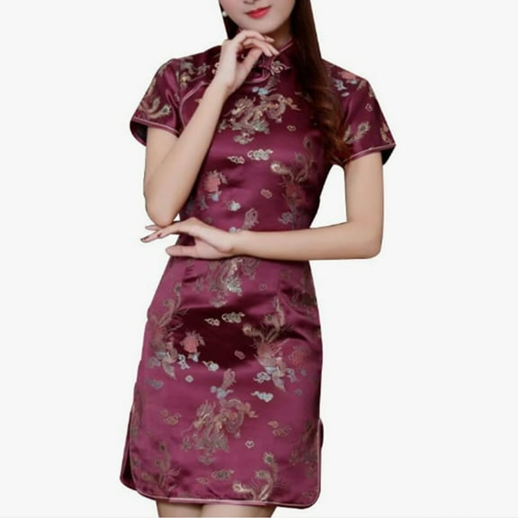 TAIAOJING Ladies Vintage Etiquette Welcome Dress Of Style Short Sleeved Short Cheongsam