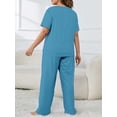 thumbnail image 2 of Musefolio Women's Pajama Sets Summer Short Sleeve Round Neck Comfort Fit Solid with Print Casual Sleepwear 1X-5X, 2 of 9