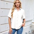 thumbnail image 4 of Camisa Informal de Corta con Botones para Mujer, Blusa de Trabajo con Cuello y Bolsillo XL, 4 of 9