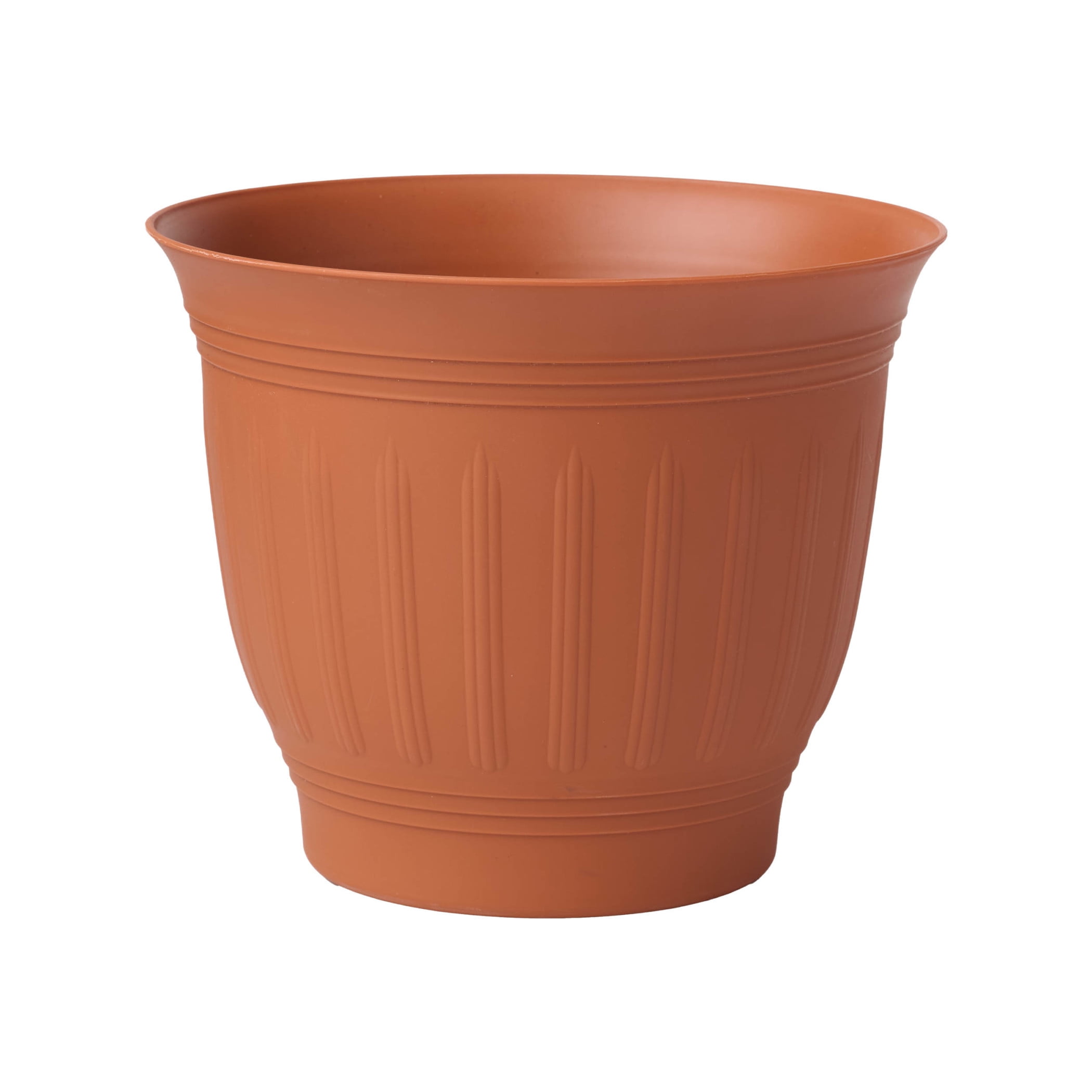Bloem Colonnade 16" Round Plastic Planter, Indoor/Outdoor Garden Pot with Embossing, Terra Cotta
